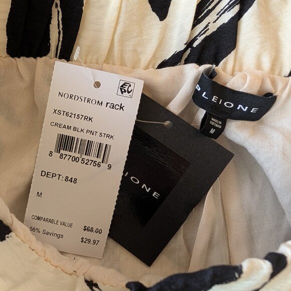 NWT Pleione Textured Easy Wide Leg Pull-on Pants Cream Black Paint Stroke Size M - Picture 5 of 6